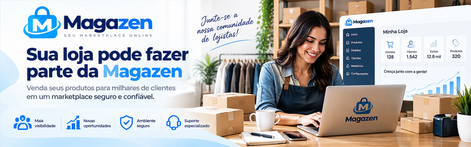 Lojista vendendo produtos no marketplace Magazen